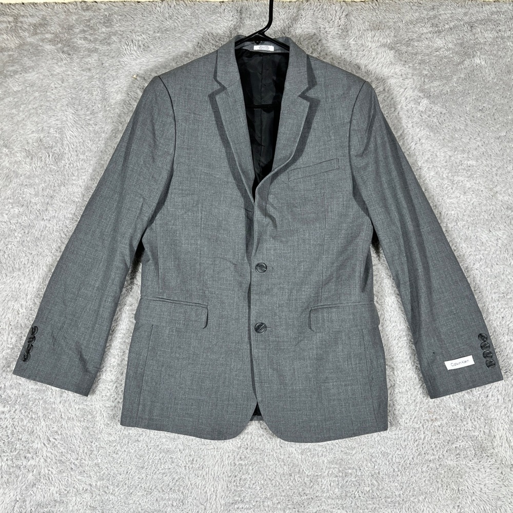 Calvin Klein Blazer Boys Size 18 Gray Two Button Stretch Suit Jacket K8J0045-022